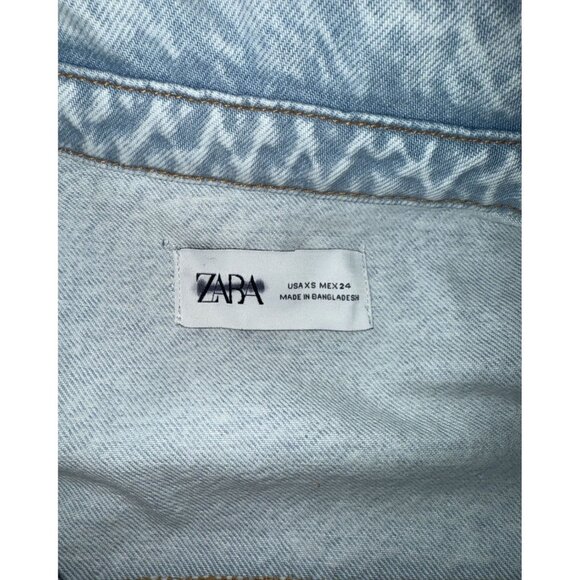 Zara Denim Midi Dress Long Sleeve Button Down Jean Dress - Picture 6 of 8